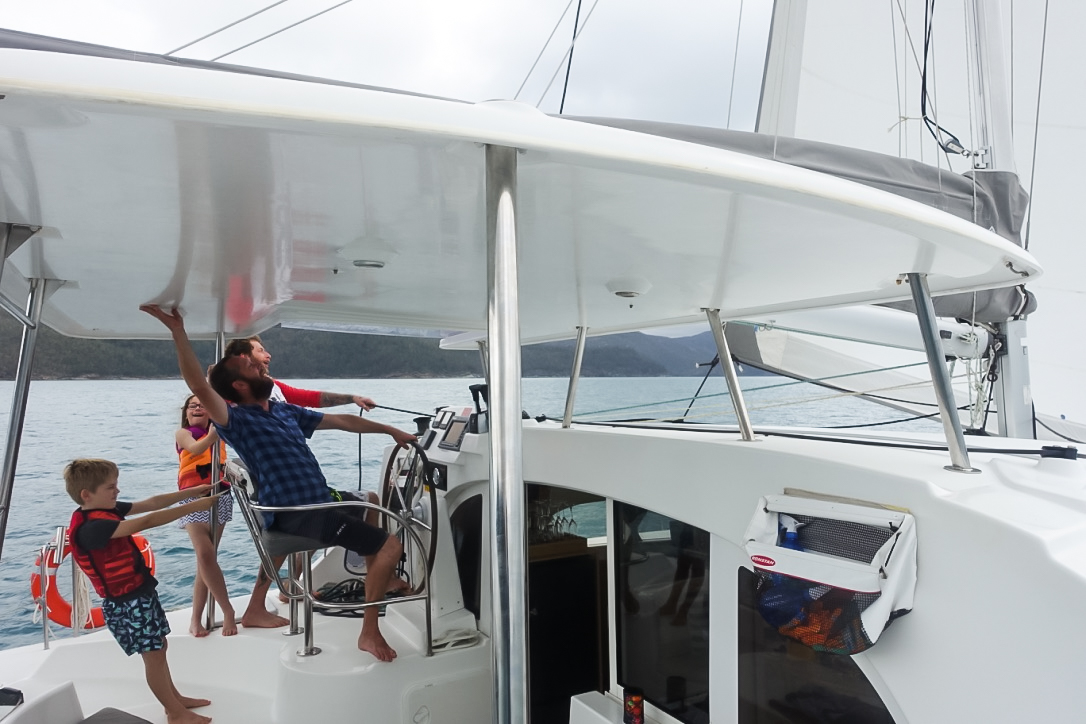 Sailing in the Whitsundays on a catamaran